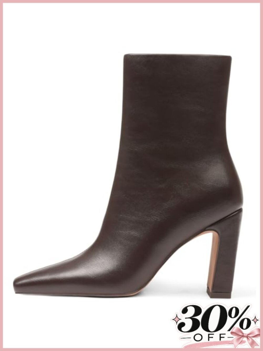 Women's Square Toe Ankle Boots Chunky Block Heel Faux Leather Side Zip Booties